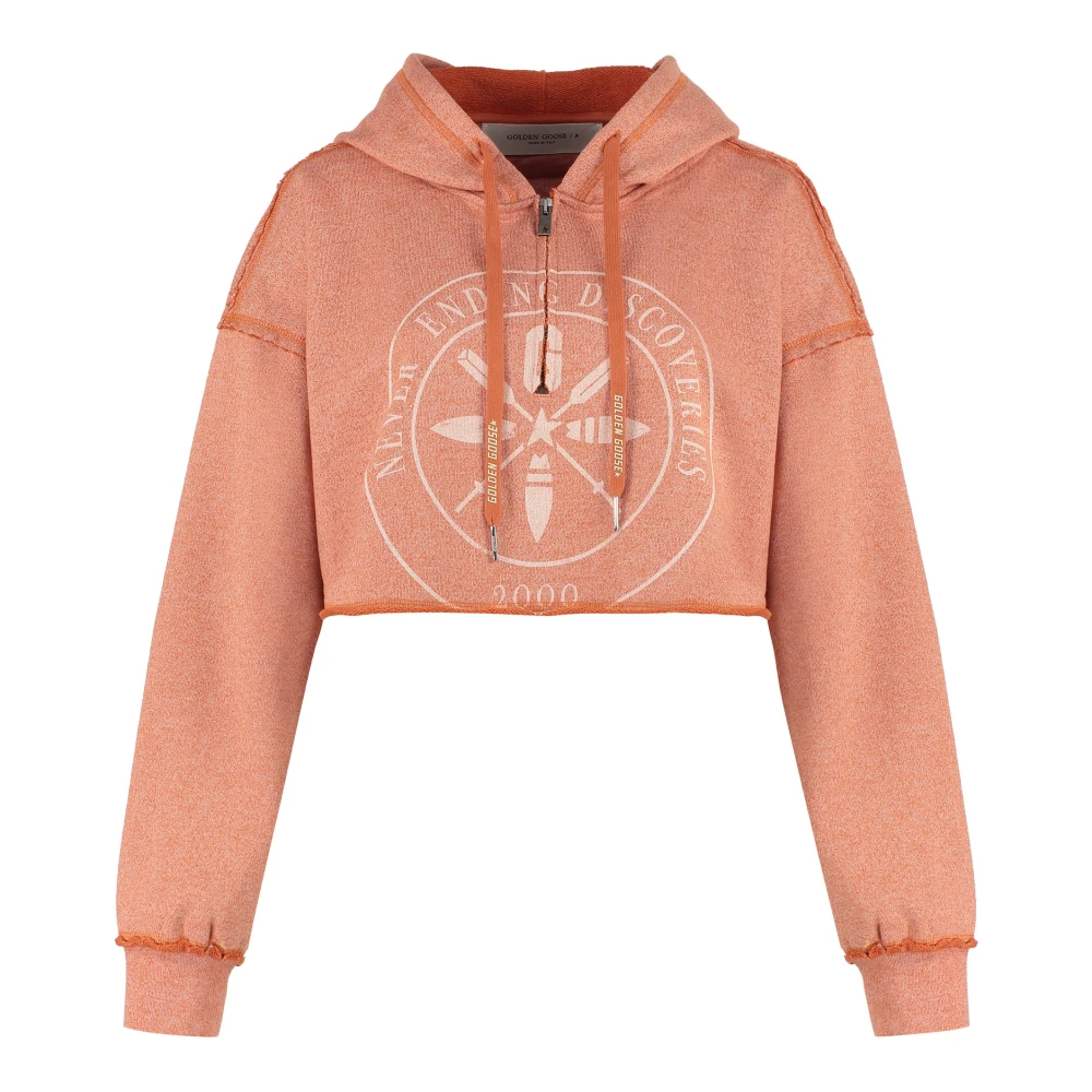 Golden Goose Emy Cropped Hoodie Geribbelde Manchetten Orange Dames