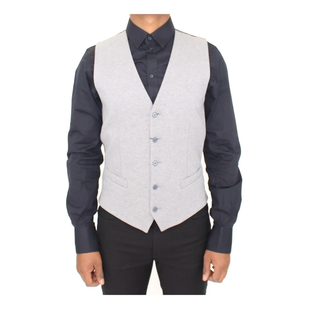 Dolce & Gabbana Men's Gray Stretch Dress Vest Blazer