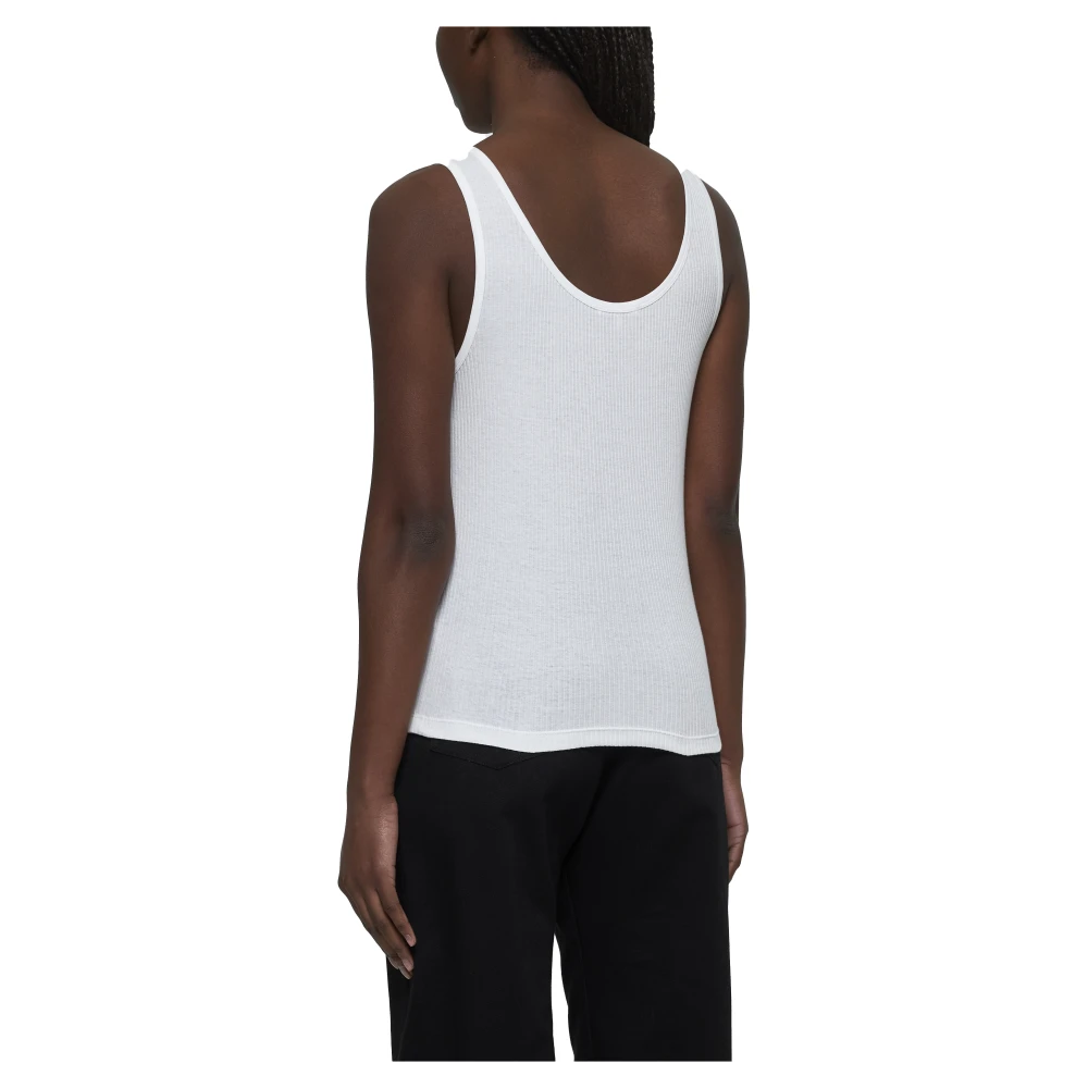 Chloé Geborduurd Logo Geribbelde Gebreide Tanktop White Dames