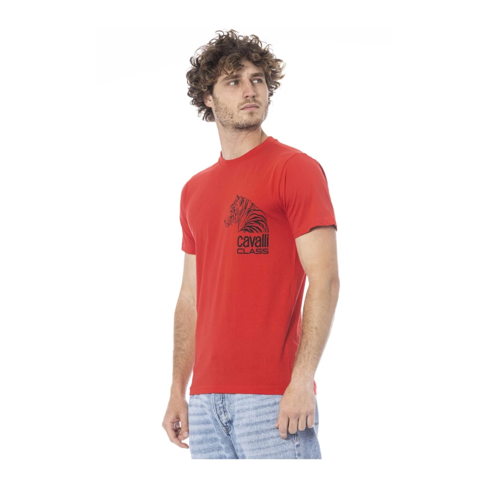 Cavalli Class Logo Print Korte Mouw T-shirt Red Heren