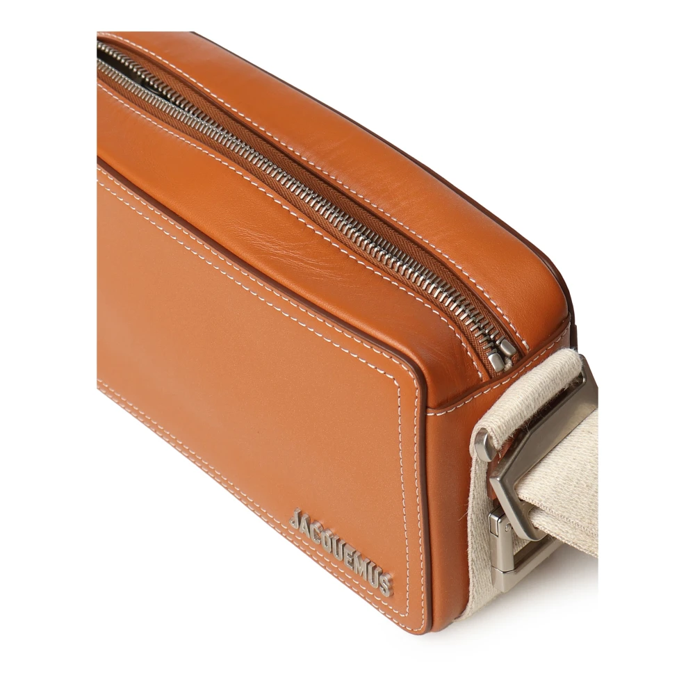 Jacquemus Gestructureerde Leren Schoudertas in Lichtbruin Brown Heren