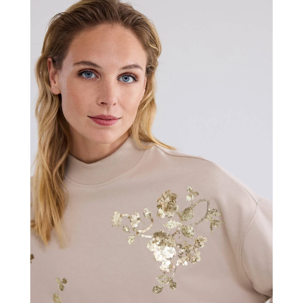Summum Woman Versierde Crop Sweater Beige Dames