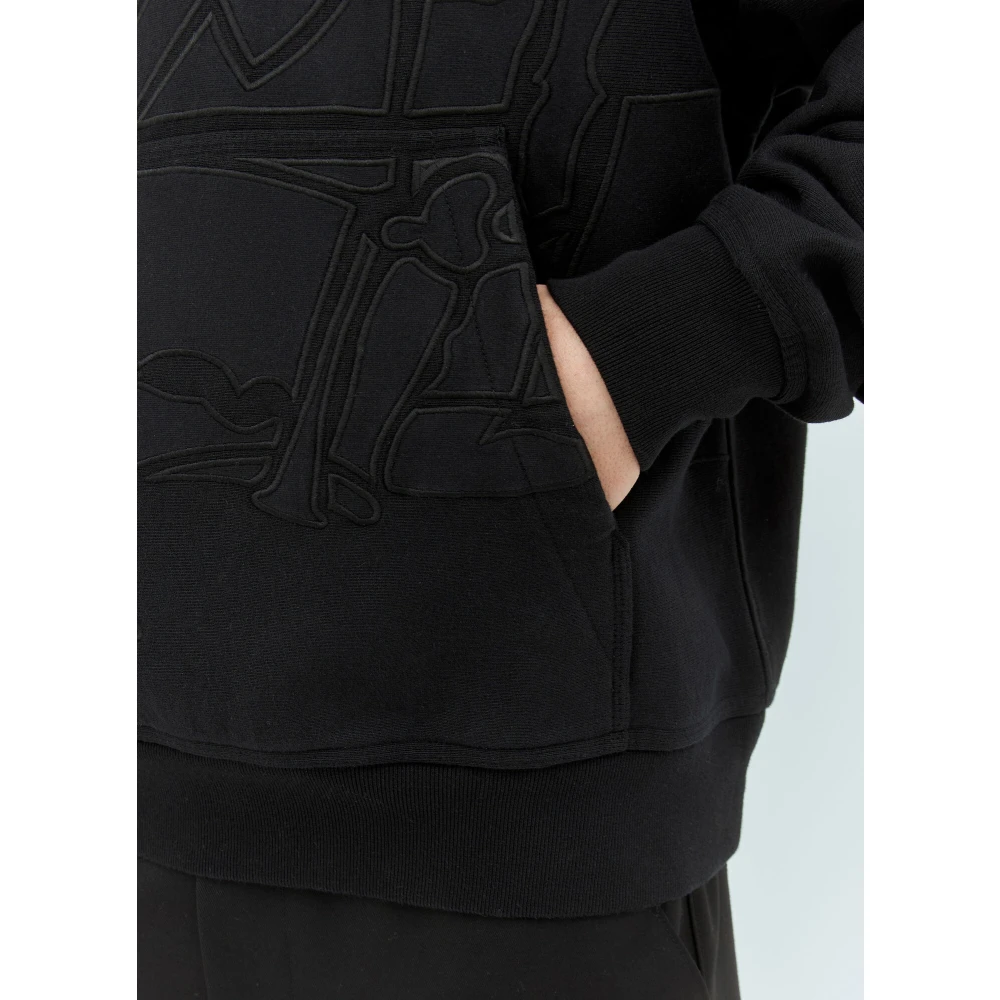Burberry Katoenen Hoodie met Logoplaatje Black Heren