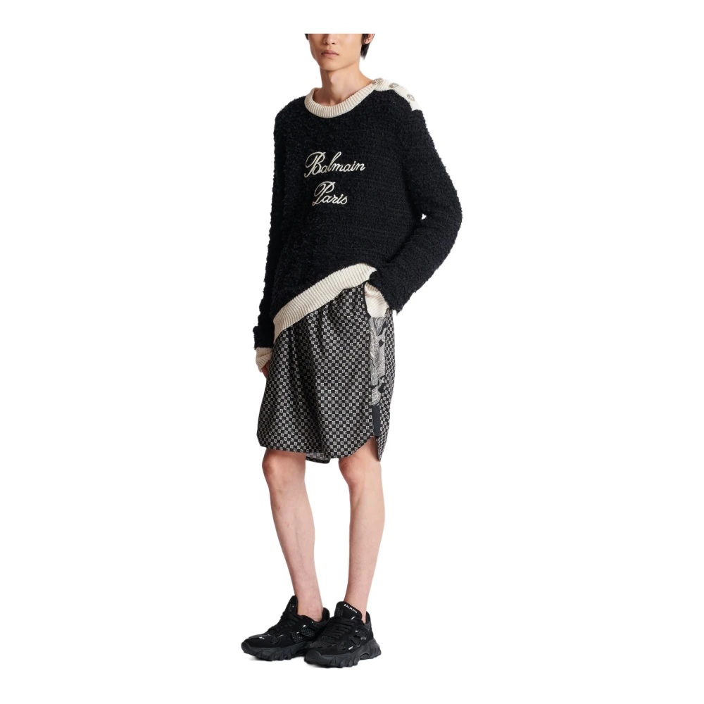 Balmain Mini Paisley Monogram Shorts Black Heren