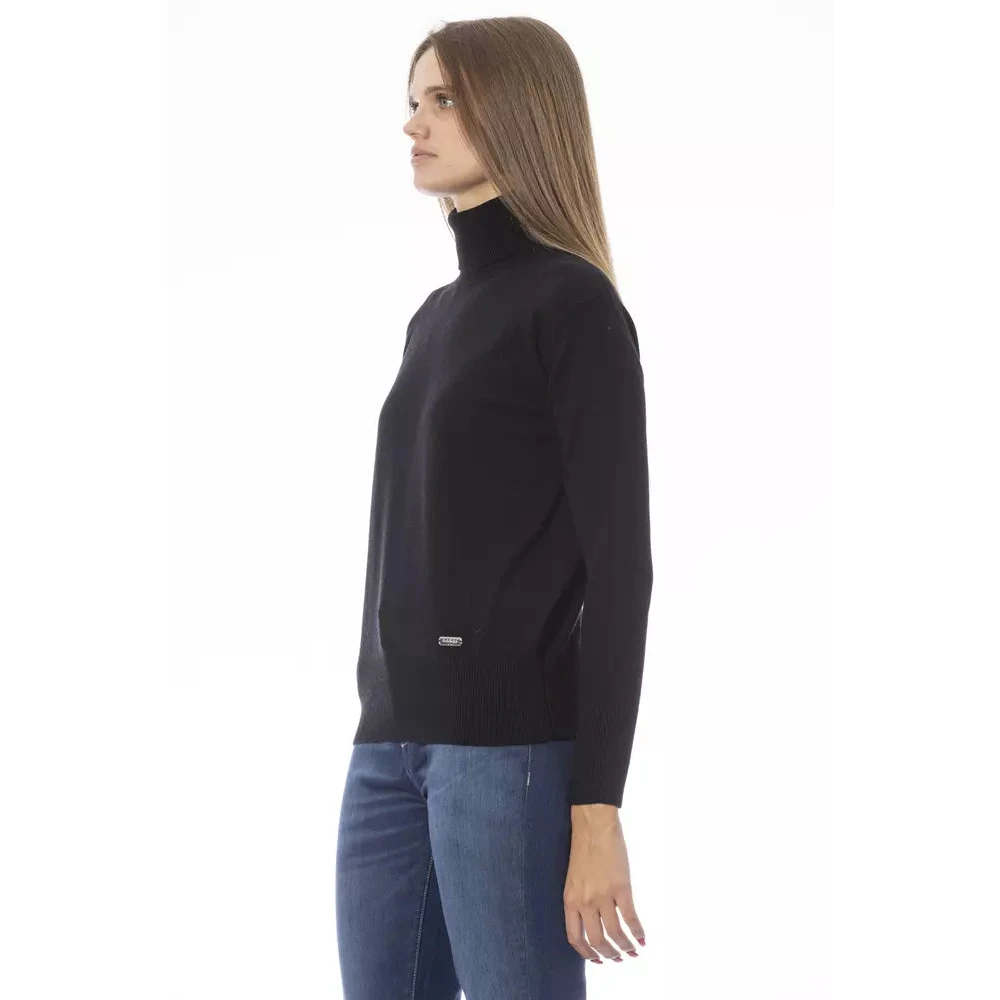 Baldinini Luxe Wol Kasjmier Coltrui Black Dames