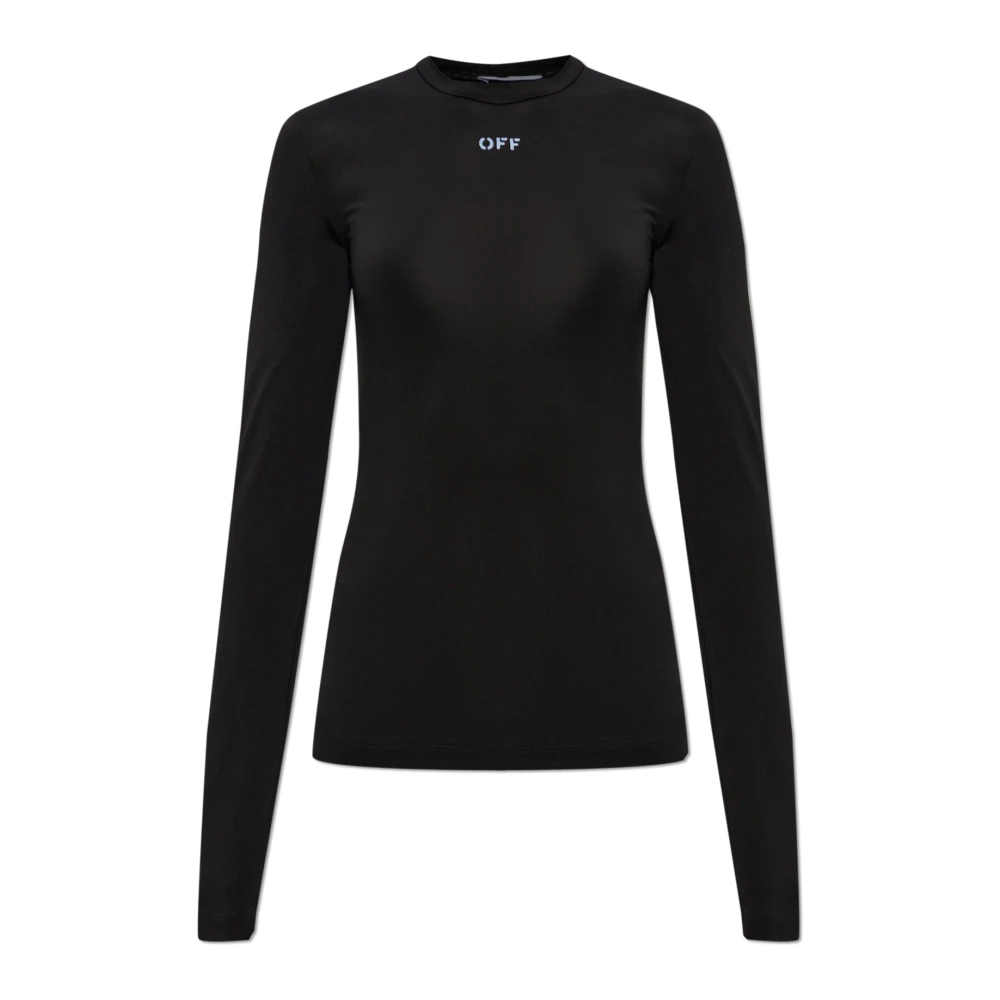 Off White Donna Black-White Maglia Off Stamp Second Skin A Manica Lunga Girocollo - T-Shirt 42 - Immagine 3