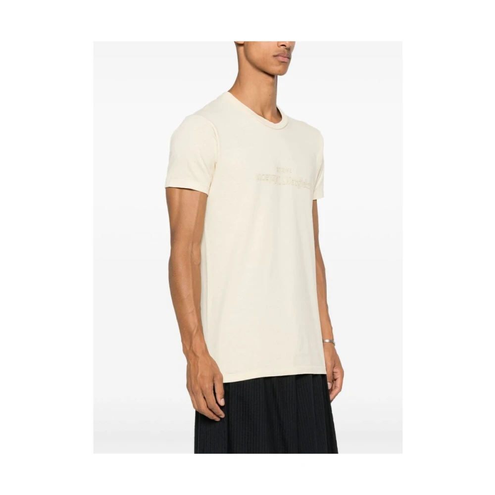 Maison Margiela Geel Katoenen Jersey Geborduurd Logo T-shirt Yellow Heren
