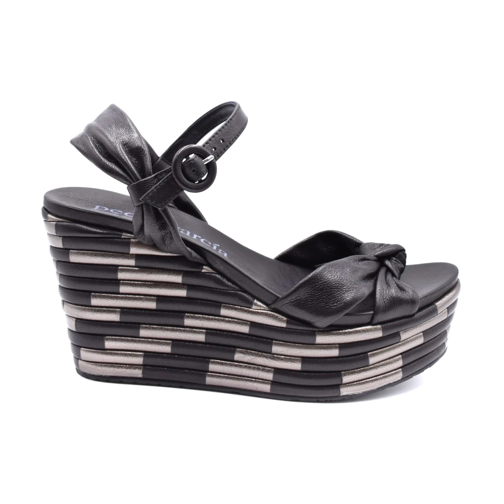 Pedro García Women's Black Wedge Sandals For Modern