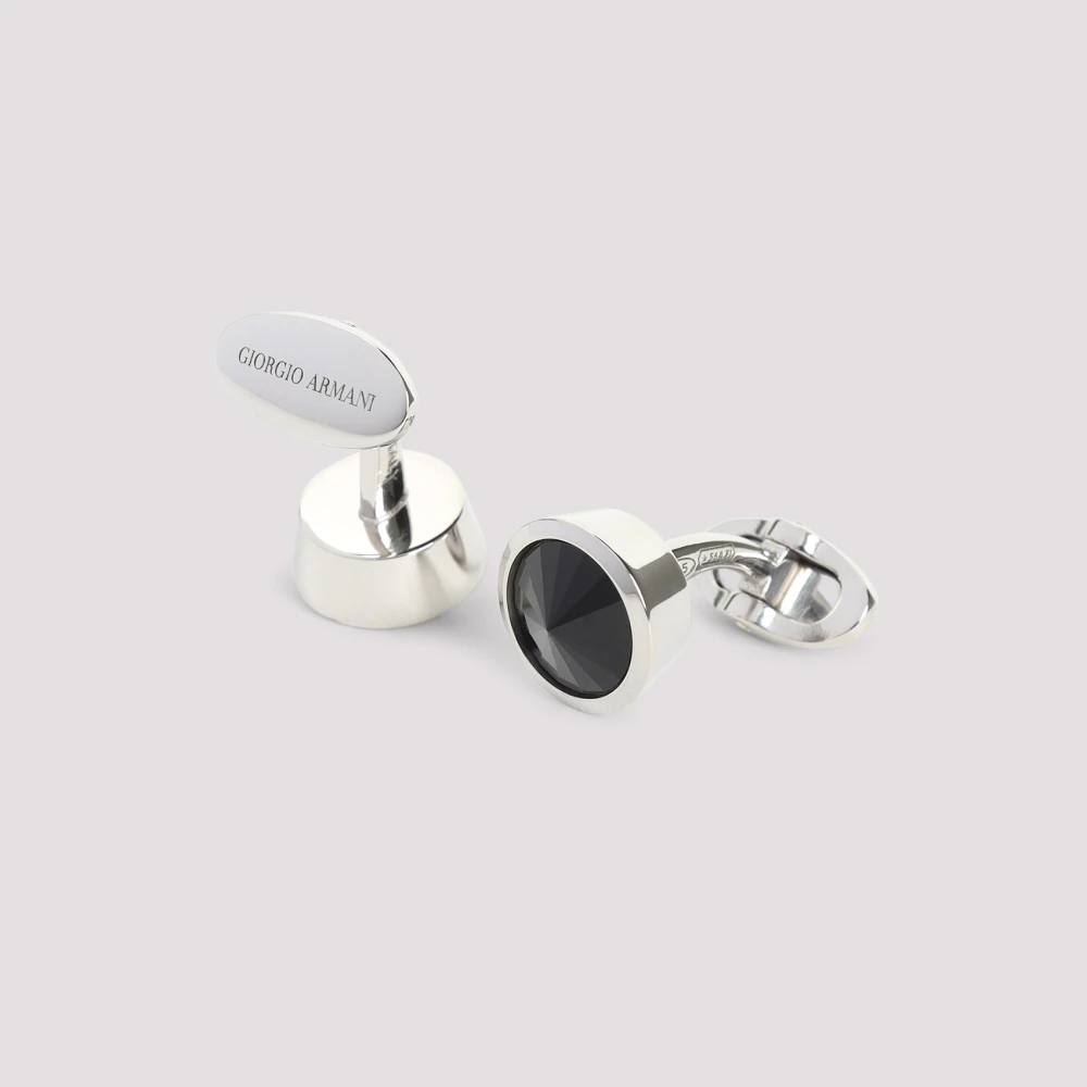 Giorgio Armani Zwarte Manchetknoop Stijlvol Accessoire Black Heren