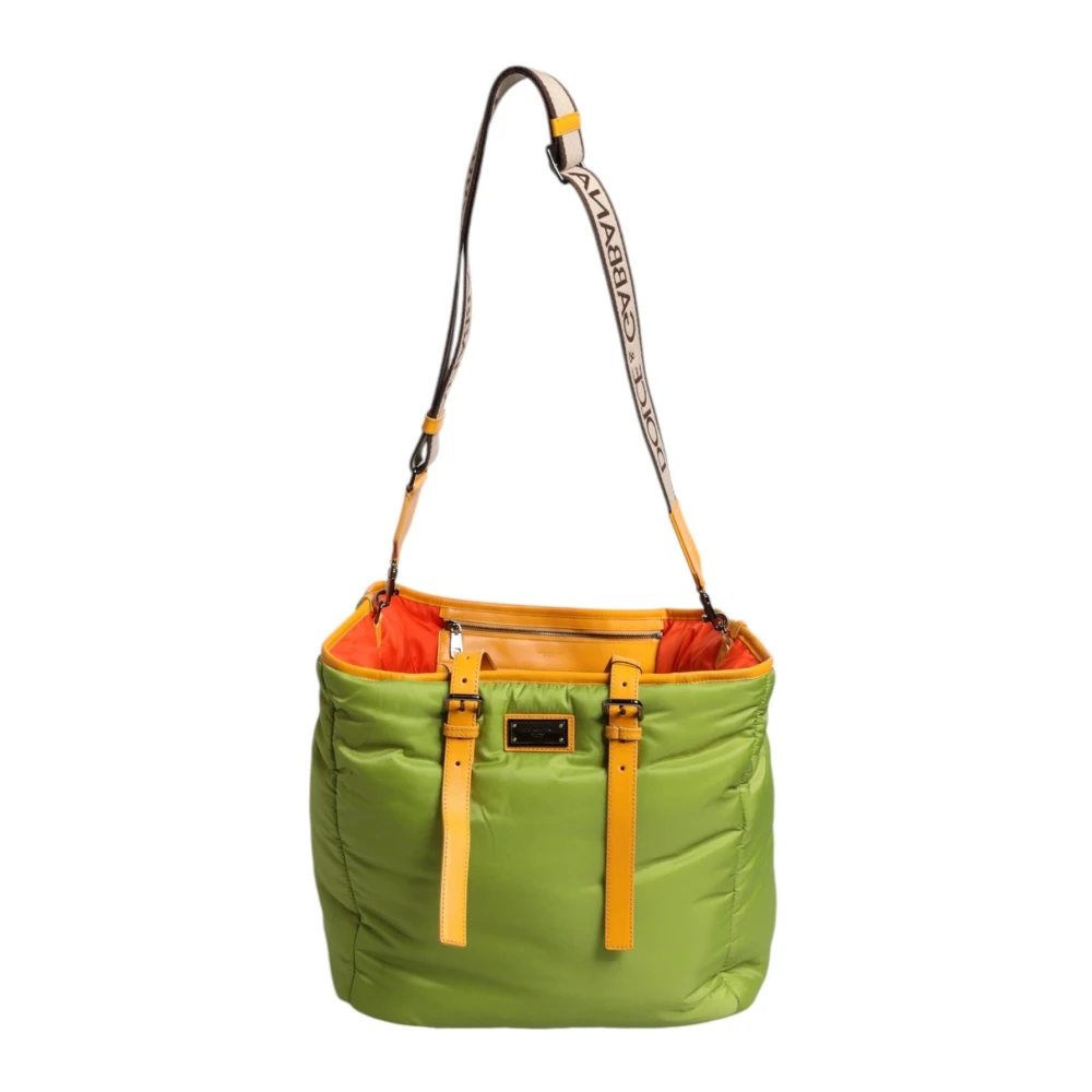 Dolce & Gabbana Groene Nylon Logo Plaque Crossbody Tas Green Dames