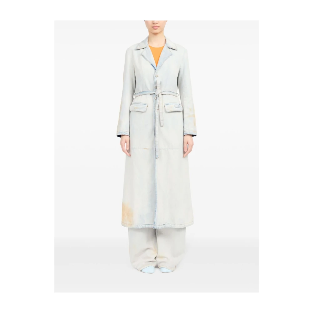 MM6 Maison Margiela Denim Trenchcoat Lichtblauw Blue Dames