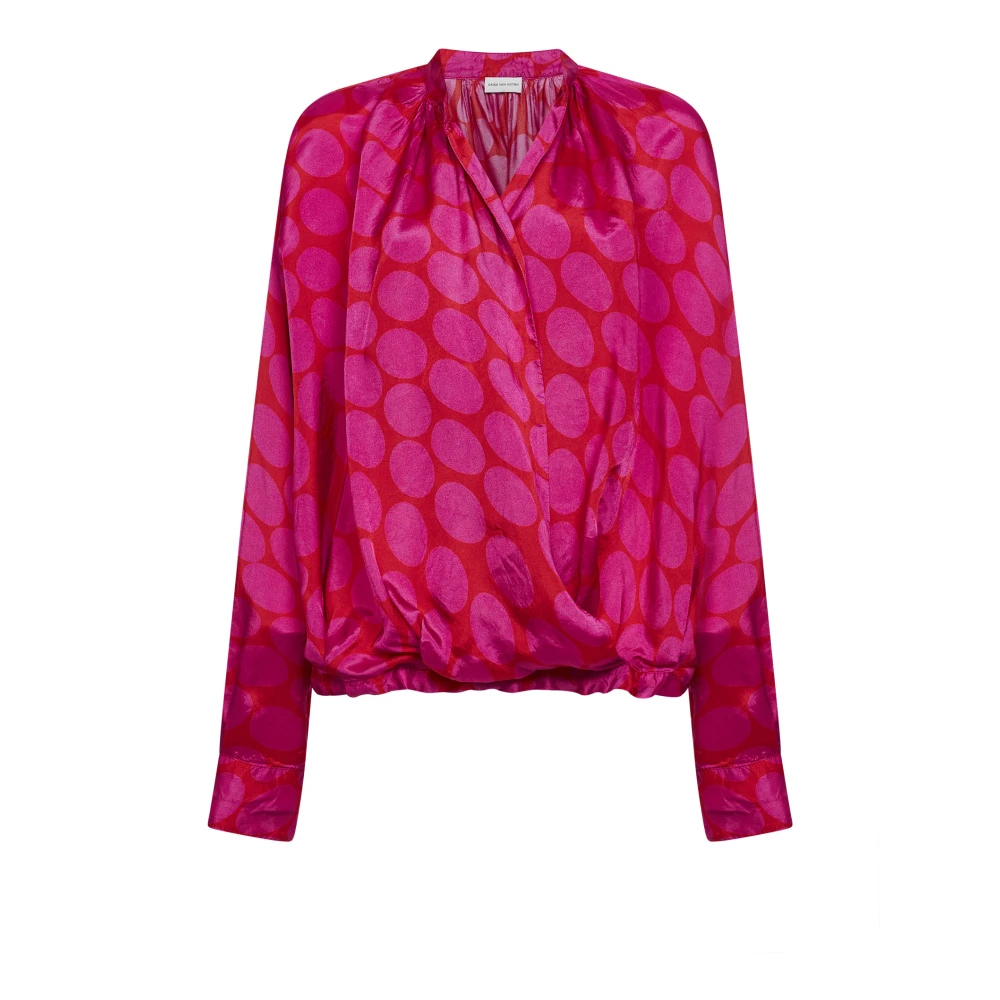 Dries Van Noten Women's Pink Soft Ellipses Wrap Shirt