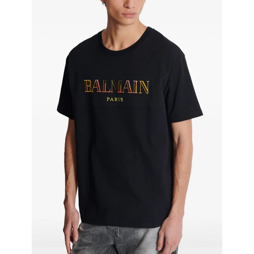 Balmain Geborduurd Vintage T-shirt Black Heren