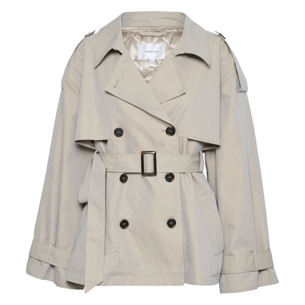 Gestuz Beige Birdiegz Korte Trenchcoat Buitenkleding Beige Dames