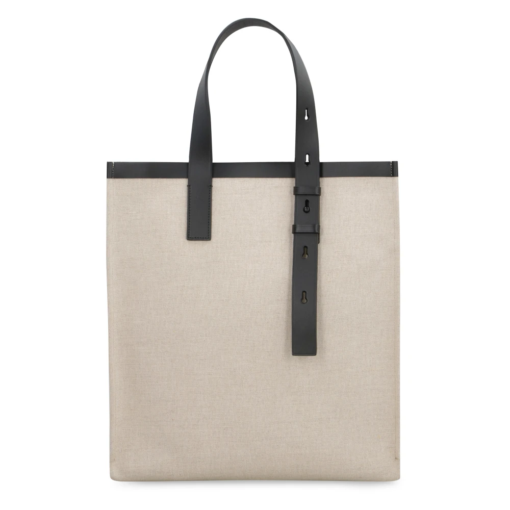 Salvatore Ferragamo Canvas Tote Bag met Leren Details Beige Heren