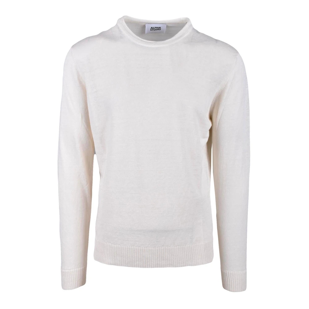 Alpha Studio Linnen Katoen Gebreide Top White Heren