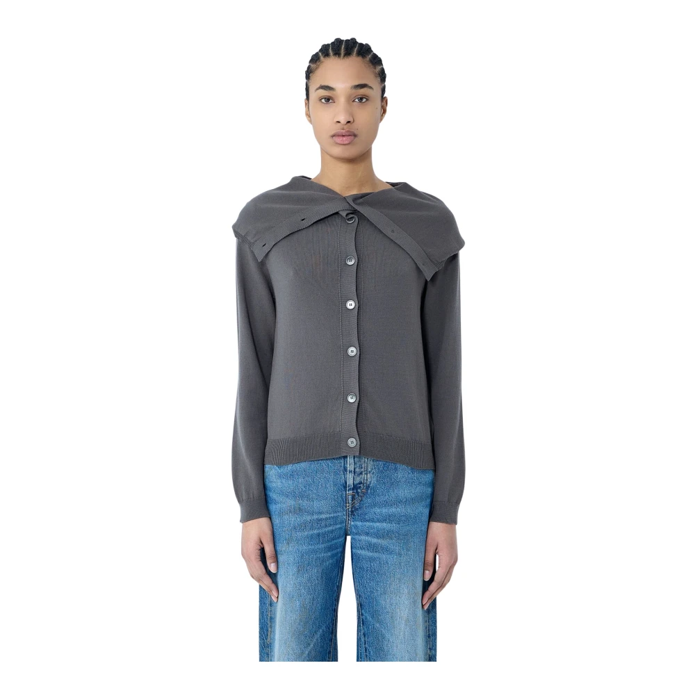 Our Legacy Gebreide Open Cardigan met Omslagkraag Gray Dames