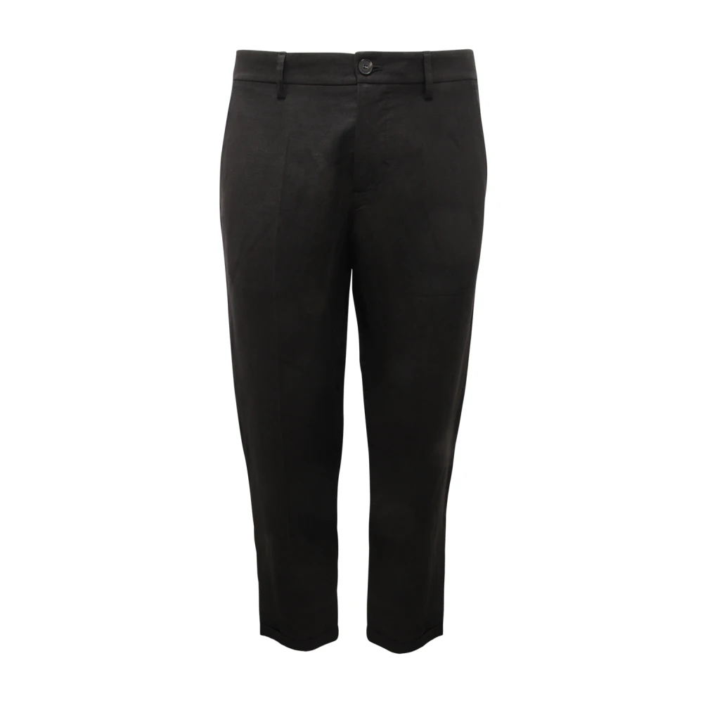 Patrizia Pepe Mannelijk Zwart Broeken Heren, M, Linnen, Linnenmix Cropped Broek
