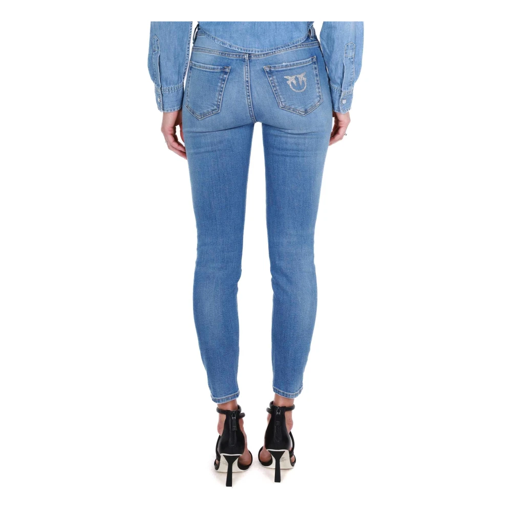pinko Hoge Taille Skinny Denim Jeans Blauw Blue Dames