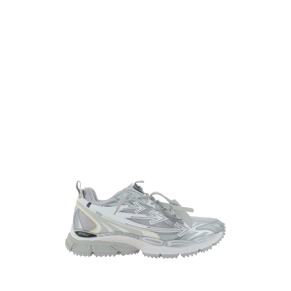 Off White Men's Gray Sneakers,, Mesh & Leather Zip Trainers Size 8 Uk