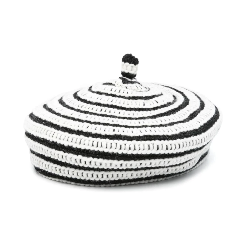 Emporio Armani Zwarte Gehaakte Gestreepte Hoed Black Dames