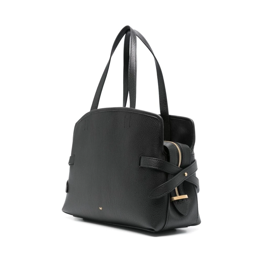 Anya Hindmarch Gestructureerde Leren Zwarte Tote Tas Black Dames