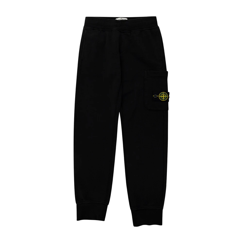 Stone Island Boys Black Sweatpants, 8 Y, Logo Patch Cotton Tracktrousers