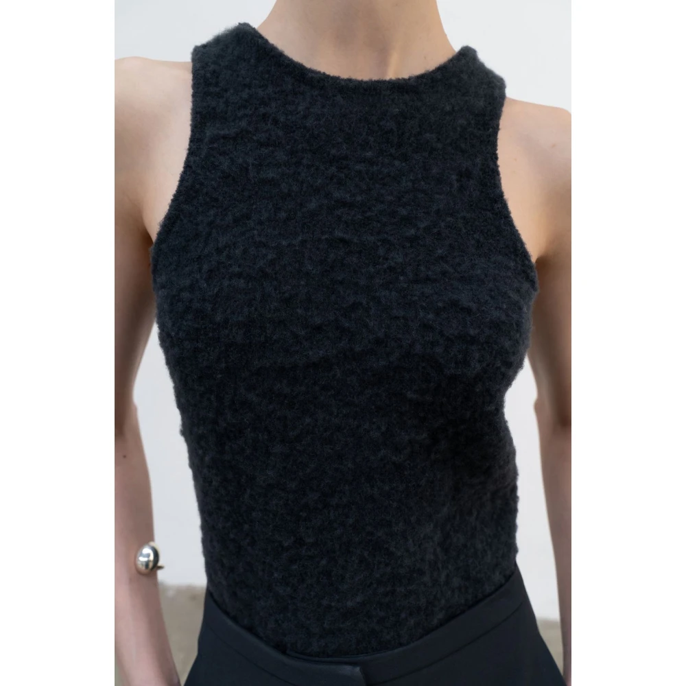 LOW Classic Roomwit Merino Wol Bouclé Gebreide Top Black Dames