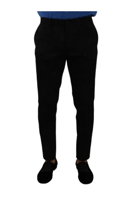 Elegant svart brokad skinny klänningbyxor