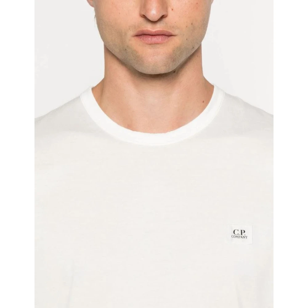 C.P. Company Logo Patch Jersey Crew Neck T-Shirt White Heren