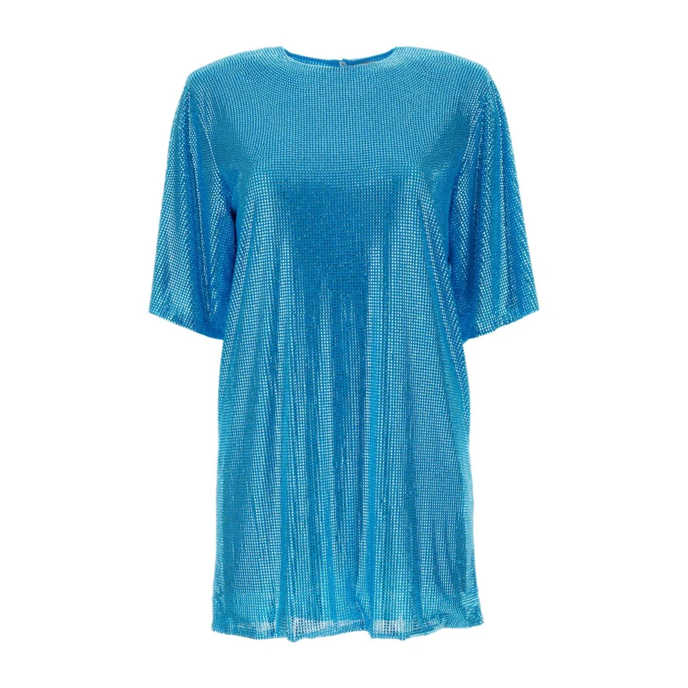 Giuseppe Di Morabito Mesh Versierde T-Shirt Jurk Blue Dames