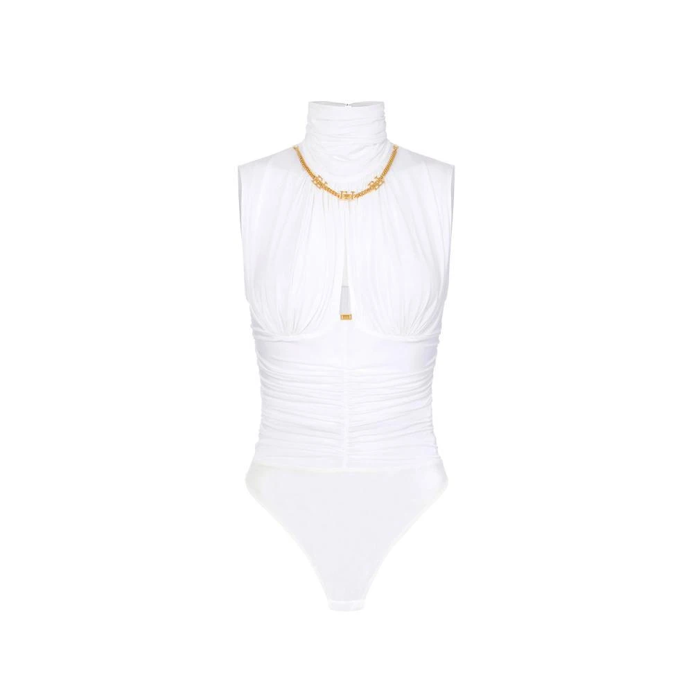 Elisabetta Franchi Women's White Sleeveless Bodysuit - Full-Body - 2XL - Tops