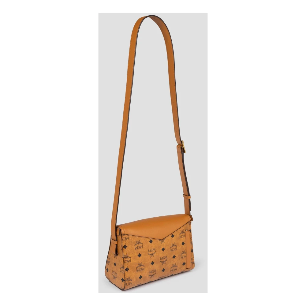 MCM Diamanten 3D Schoudertas in Visetos Leder Mix Brown Dames