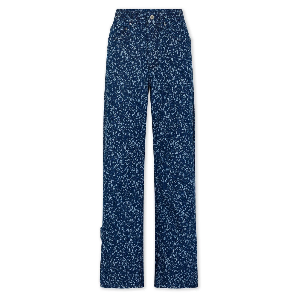 Rabanne Women's Blue Baggy Straight-Leg Jeans With Strap Details - Straight Fit Jeans - W27 - Jeans
