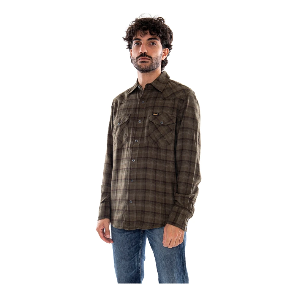 Wrangler Uomo Olive Night Regular Western Shirt Taglia S - Immagine 2
