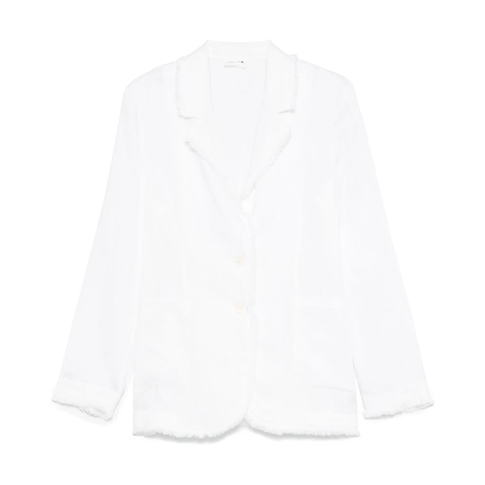 P.a.r.o.s.h. Roomkleurige Jas met Rode Randborduursel White Dames