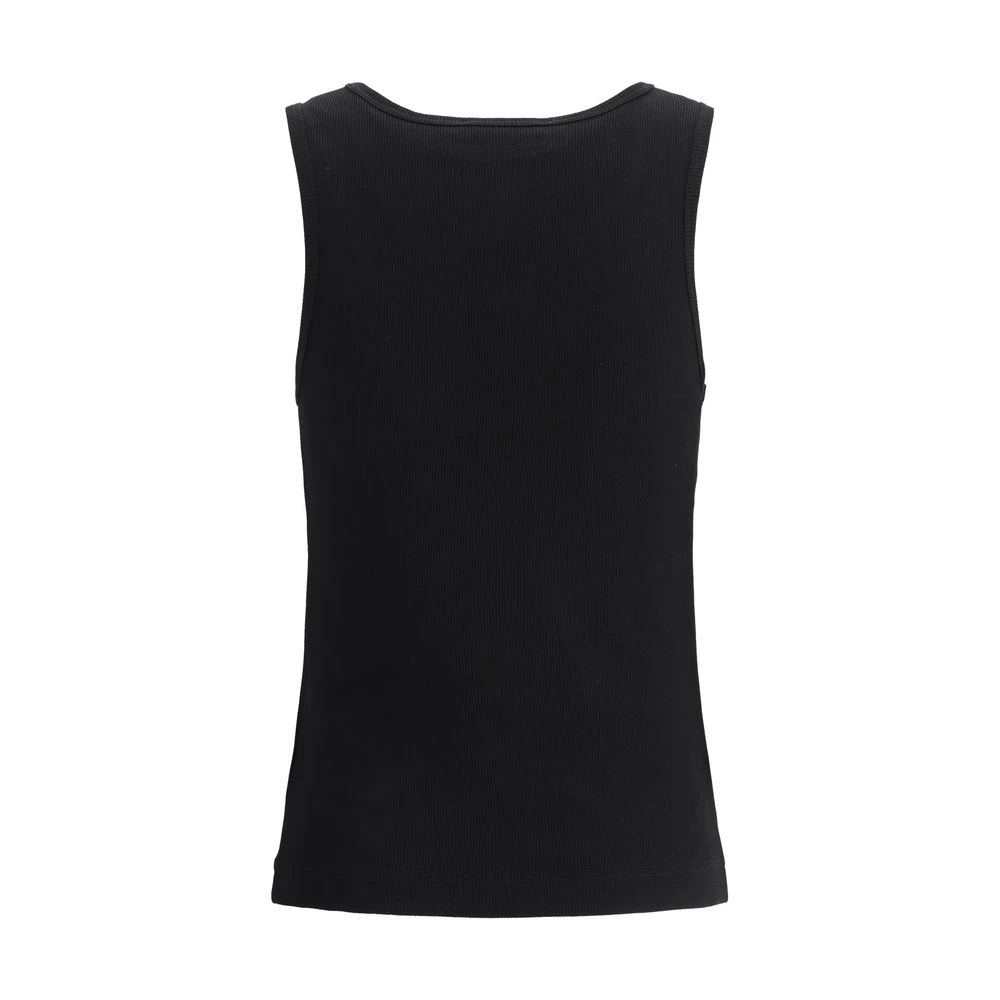 Dolce & Gabbana Geribbeld Top met Logo Plaque Blue Dames