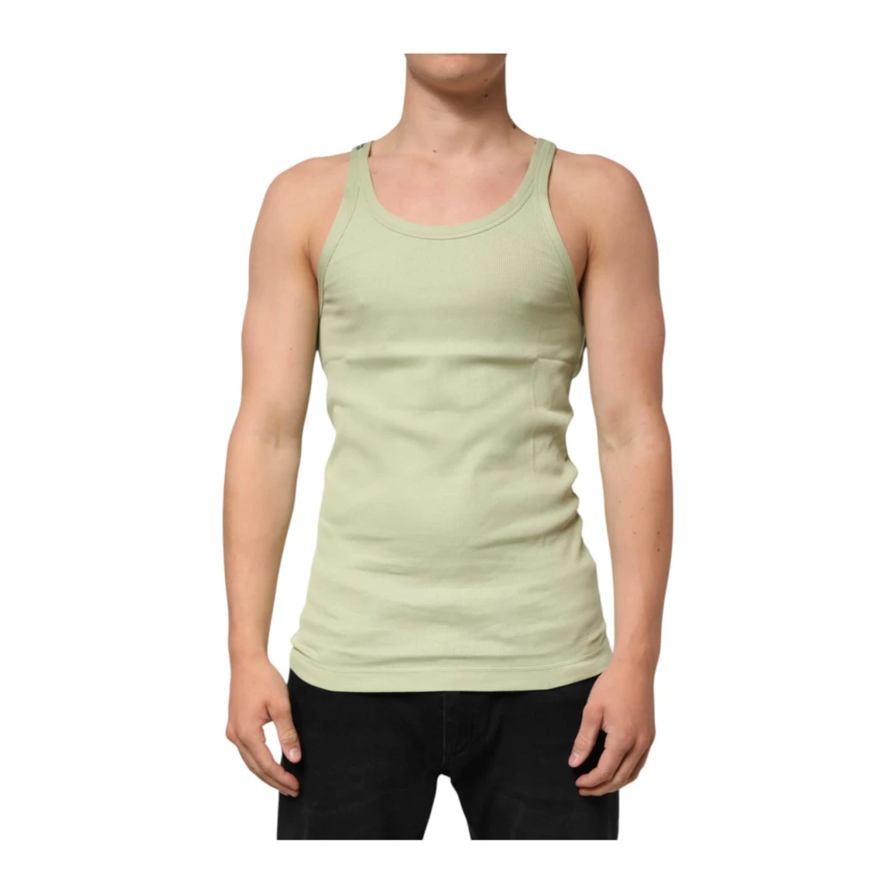 Dolce & Gabbana Grön Ljusgrön Ärmlös Tank T-Shirt