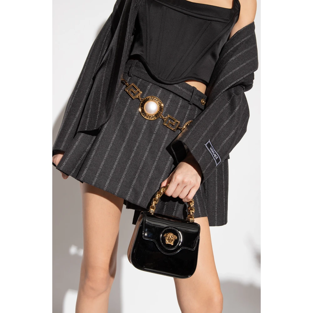 Versace La Medusa Mini lakleren schoudertas Black Dames
