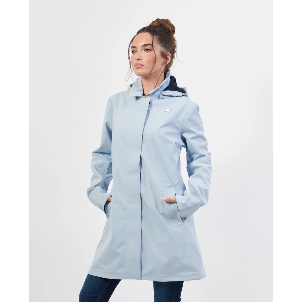 K-way Lichtblauwe Slim Fit Trenchcoat Blue Dames