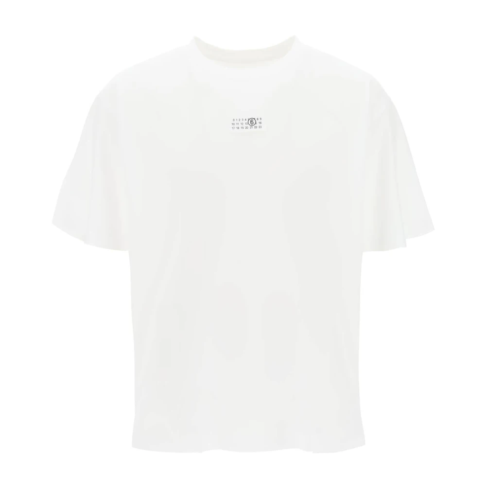 MM6 Maison Margiela T-shirt met numeriek logo en oversized pasvorm White Heren