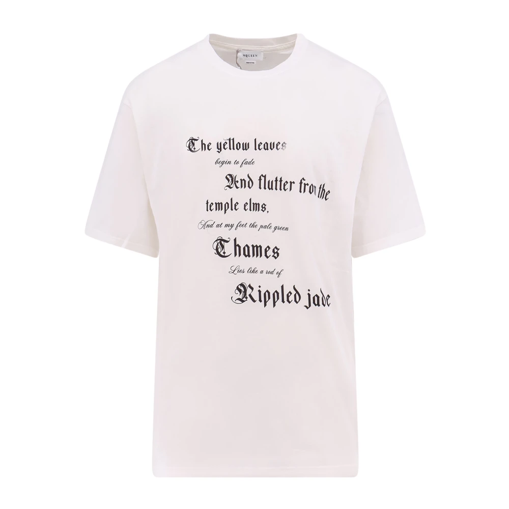 Alexander McQueen Ikoniskt Tryck Bomull T-shirt Tillverkad i Italien White, Herr