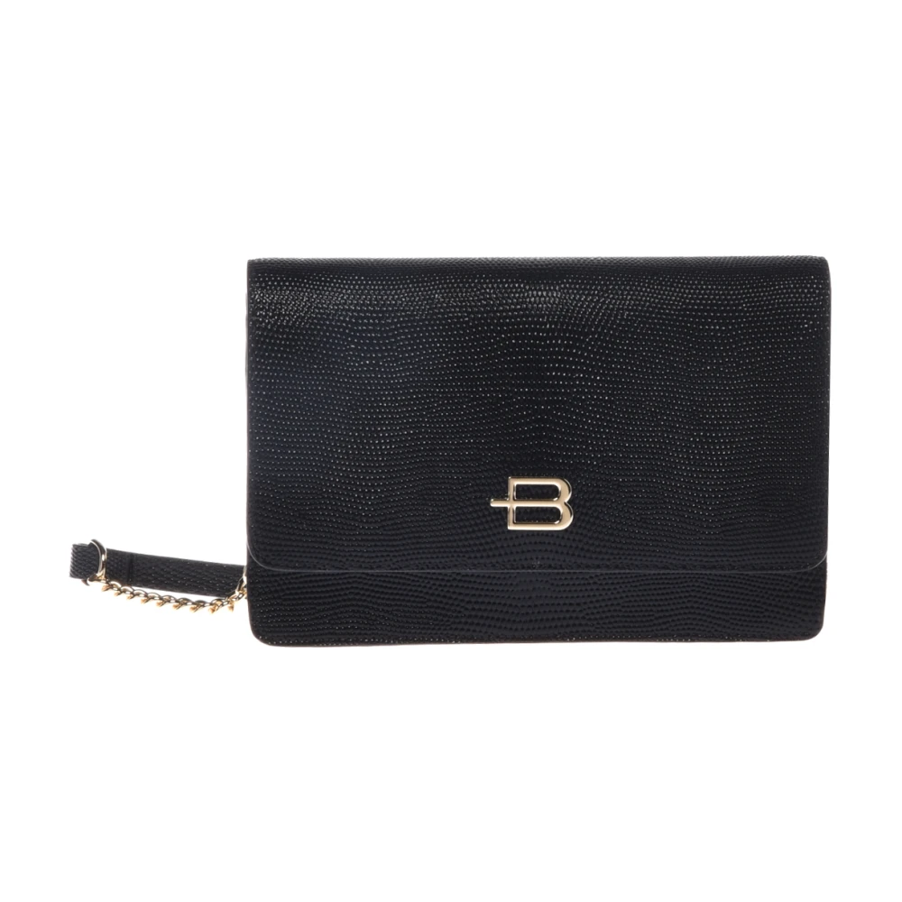 Baldinini Women's Black Lizard Print Wallet With Chain - Wallets & Cardholders - One Size - Accessories