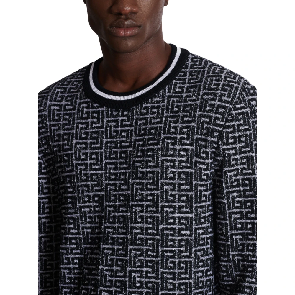 Balmain PB Labyrinth gebreide juper Black Heren