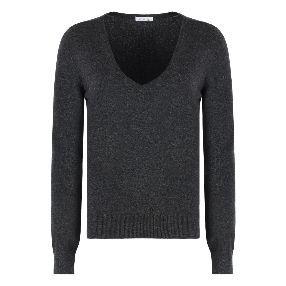 Malo Geribbelde kasjmier trui Gray Dames