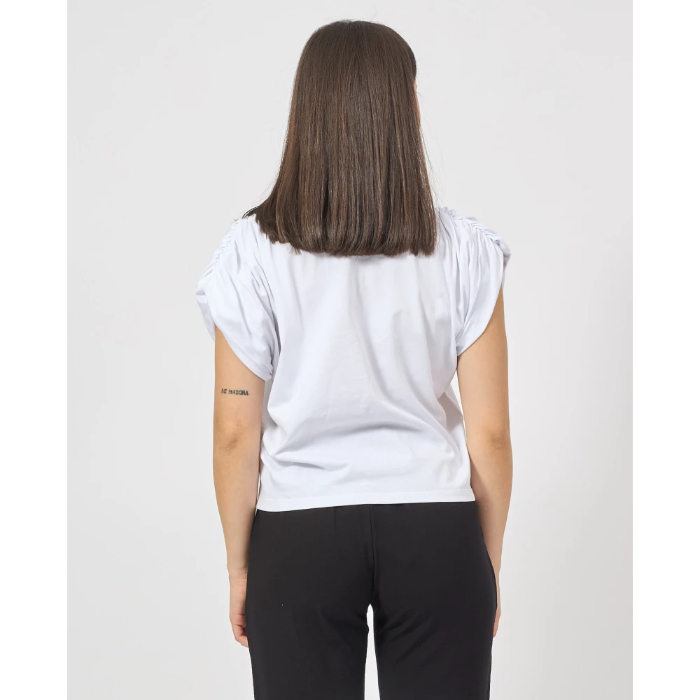 Gaëlle Paris Witte Dames T-shirt met Paillet Logo White Dames
