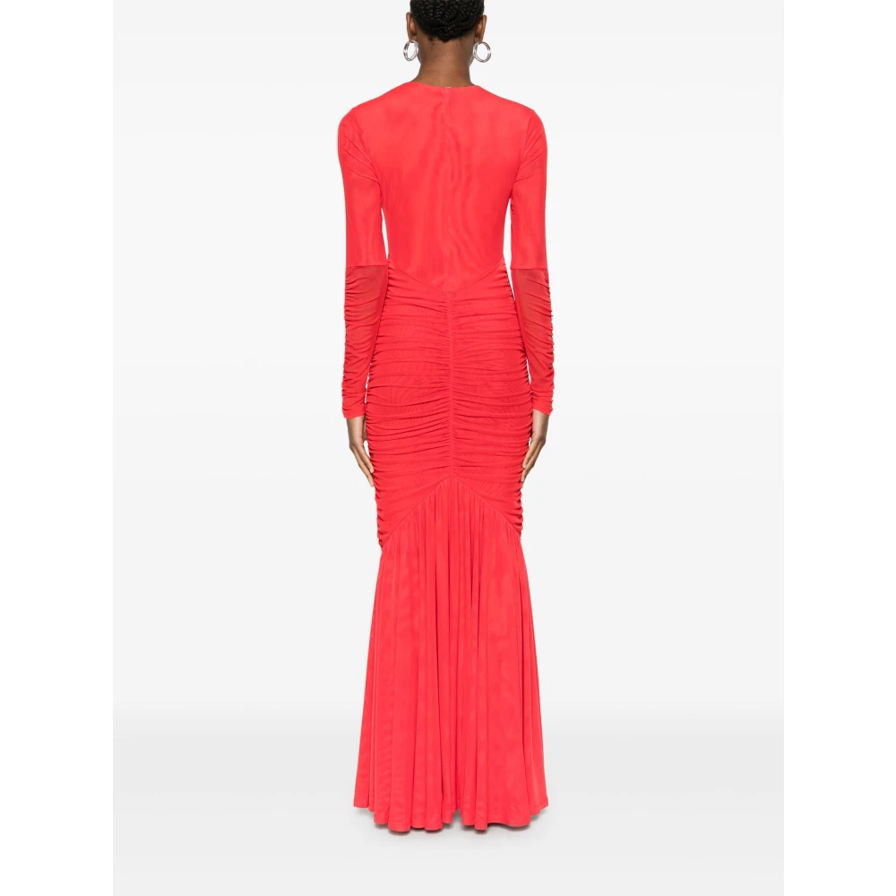 Rotate Birger Christensen Rode Jurk met Ruches en V-hals Red Dames