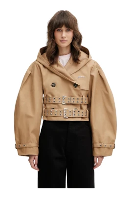 Bonded Cotton Short Trench Jacket