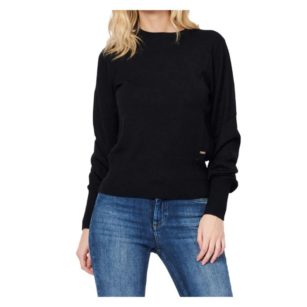 Armani Exchange Women's Black Long Sleeve Crew Neck Jumper - Round-Neck Knitwear - Xs - Knitwear