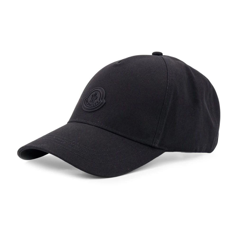 Moncler Katoenen Logo Patch Verstelbare Band Hoed Black Heren